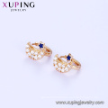 93317 Wholesale wedding women jewelry elegant stylish moon and star shape gold hoop earrings with tiny ziroon